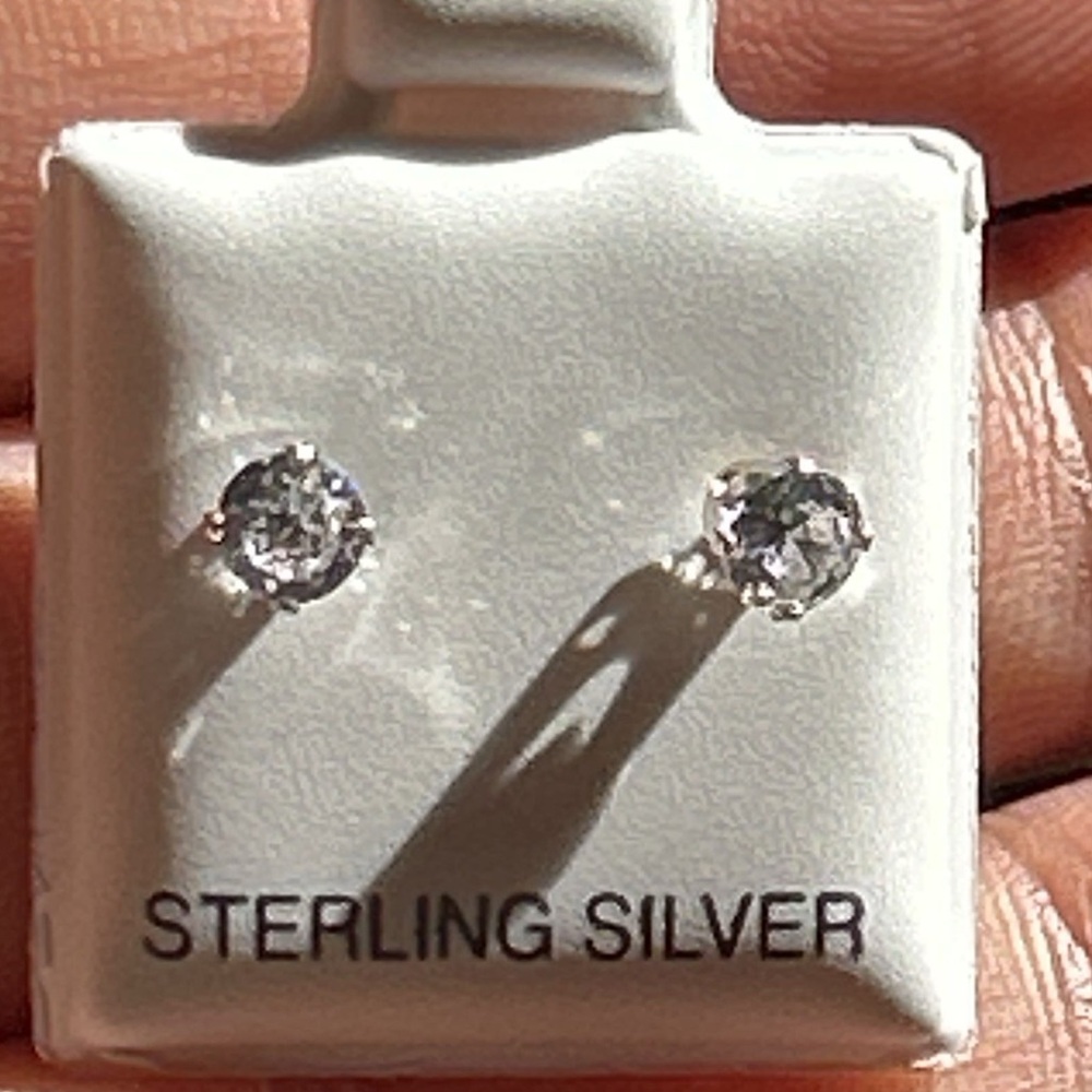 Sterling Silver Stud Earrings - Picture 2 of 4
